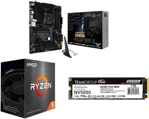 Vista 14 de NEWEGG Combo de memoria CPU de placa base -B550M-A con CPU Ryzen 5 5500 de 6 núcleos de 3.6 GHz y 16 GB (2 x 8 GB) 288 pines PC RAM DDR4 3200 AMD