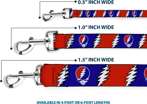 Vista 3 de BUCKLE-DOWN "robar su cara con Lightning Bolt Repeat" de PET Leash, 4 'x 1", color rojo/blanco/azul