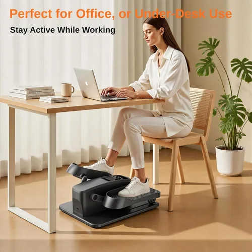 Vista 4 de Máquina elíptica de ejercicio debajo del escritorio, ejercitador de pedal sentado silencioso para personas mayores, ejercitador elíptico de piernas