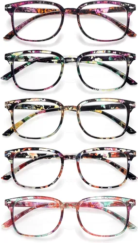 Vista 12 de Paquete de 5 lentes de lectura con bloqueo de luz azul para mujeres, lectores de computadora con bisagra de resorte
