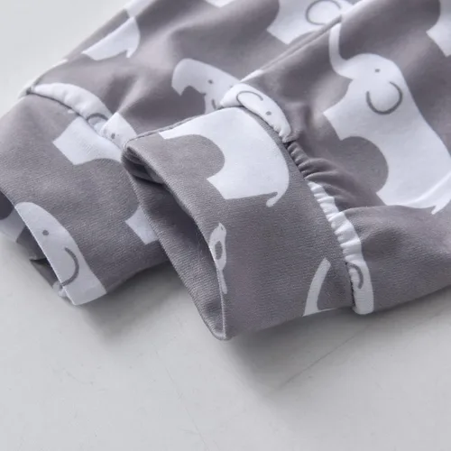 Vista 104 de Conjunto de 3 piezas de ropa de bebé recién nacido con estampado de manga larga + pantalones + sombrero
