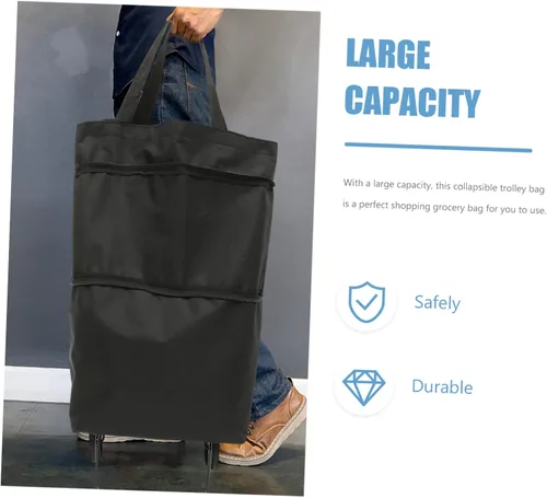 Vista 2 de Cabilock Bolsa de la carretilla Bolsa de compras plegable con ruedas Bolsa de comestibles plegable Bolsa de lavandería