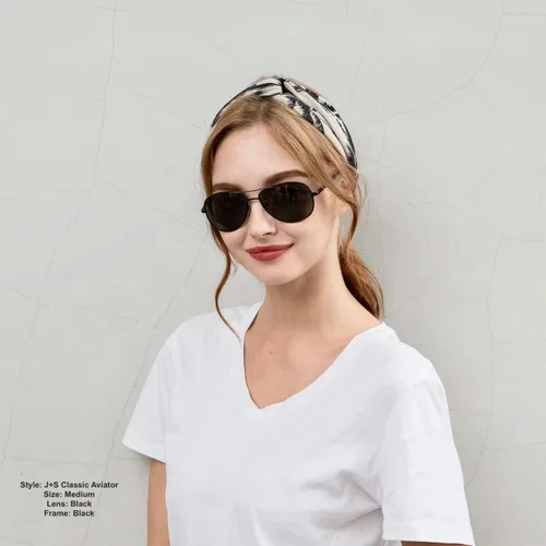 Vista 9 de J+S Military Style Polarized Aviator Sunglasses, for Men/Women Marco negro/ lente negro