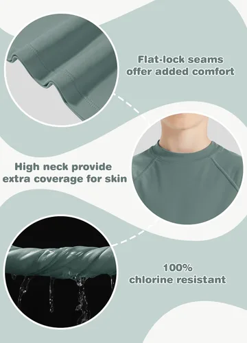 Vista 4 de Camisetas de natación con protección solar SPF con cremallera completa para niños y niñas, de secado rápido, UPF50+