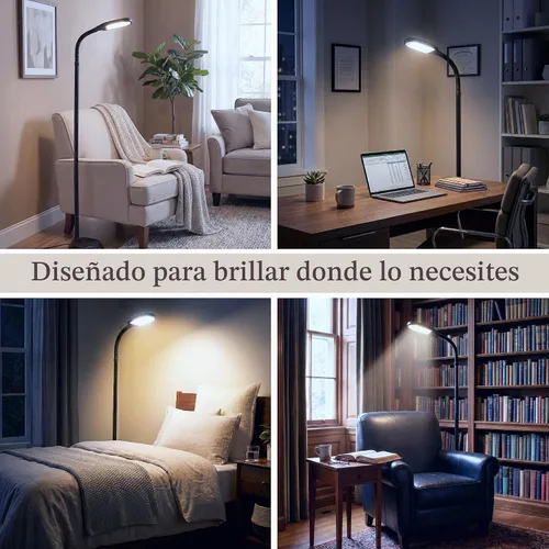 Vista 6 de Lavish Home - Lámpara de pie con luz solar y cuello de cisne ajustable