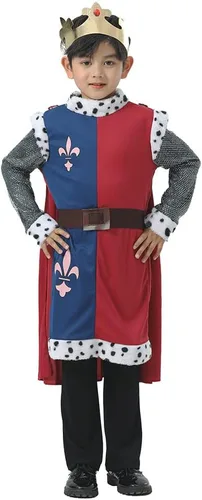 Vista 2 de Disfraz de rey medieval para cosplay, disfraz de Halloween para niños, disfraz de fiesta de carnaval de Purim