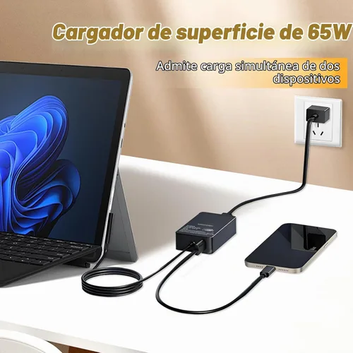 Vista 6 de Reemplazo para cargador de portátil Microsoft Surface Pro 10, 9, 8 de 65 W