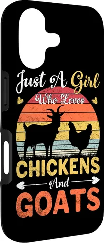 Vista 3 de Funda de regalo vintage con texto en inglés «Just A Girl Who Loves Chickens and Goats Farmer» para iPhone 17