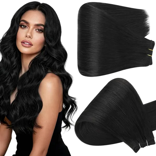 Vista 29 de Full Shine Extensiones de trama de cabello humano, cabello natural negro brillante, para mujeres, 1.76 oz (50 g), 10 pulgadas (25.4 cm), cabello