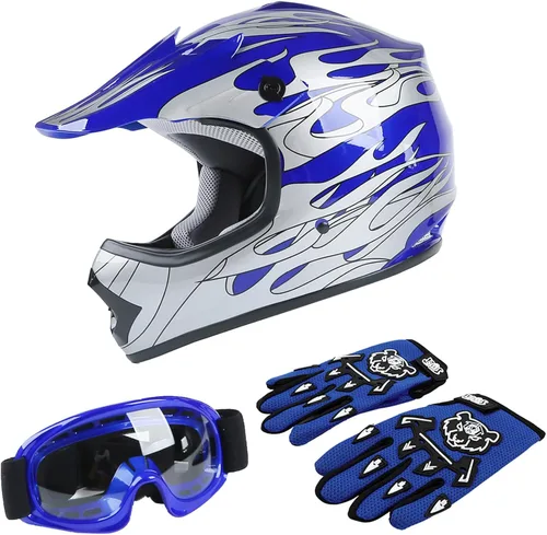 Vista 14 de TCT-MOTORPARTS DOT - Casco de motocross para niños y jóvenes, casco de cara completa para motocross, ATV, todoterreno, casco de cuatro ruedas