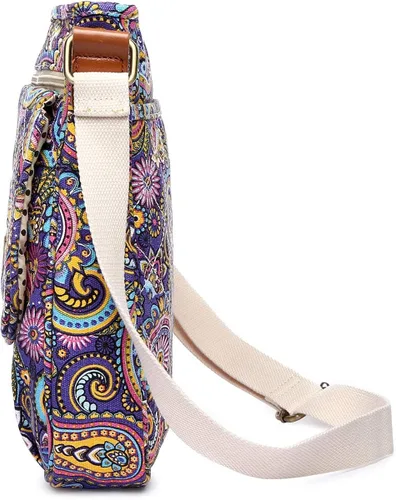 Vista 3 de Malirona Bolso de mensajero de lona, bolso cruzado para mujer, bolso de viaje, bolso de hombro, patrón floral