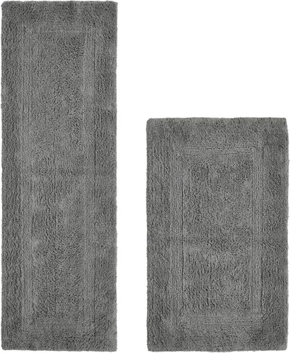 Vista 10 de Better Trends Alfombra de Inodoro en Forma de U Cubierta de Asiento de Inodoro de Lujo 100% Algodón Absorbente de Agua, Cubierta de Tapa Reversible