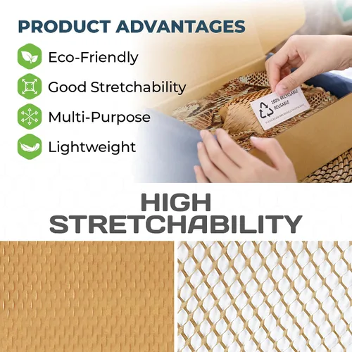 Vista 3 de HexcelPack HexaFil Papel de Embalaje de Panal de Abeja - Ecológico, Relleno Sostenible para Envío y Mudanza, Material de Embalaje Acolchado en Caja