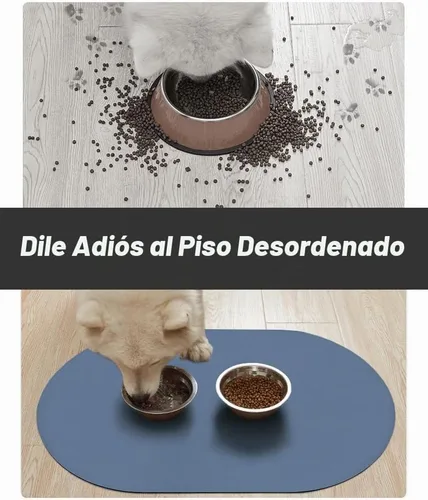Vista 3 de Tapete absorbente de comida para perros y gatos, tapete para comida y agua, tapete de secado rápido para alimentos para mascotas, almohadilla de Azul