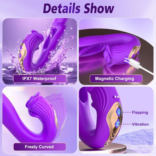 Vista 6 de Consoladores vibradores de conejo, juguetes sexuales para mujeres IMOTANI G Spot Vibrador masajeador de dedos con 9 vibraciones y aleteo