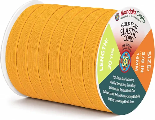 Vista 115 de Mandala Crafts 20 yardas 1/2 pulgada 0.472 in bandas elásticas beige