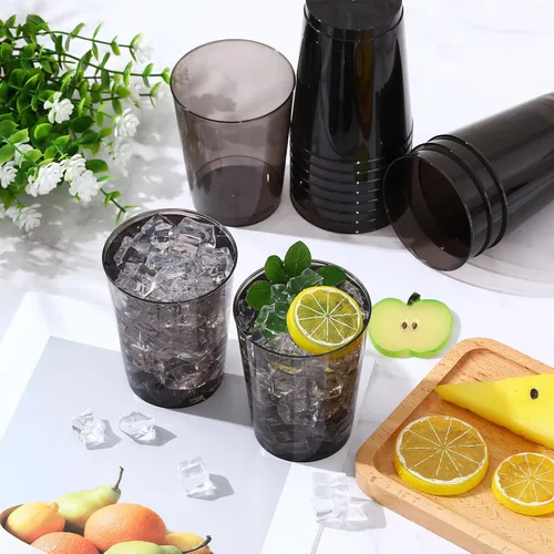 Vista 2 de Minatee 100 vasos de plástico desechables de lujo, vasos de cóctel de vino resistentes para graduaciones, bodas y fiestas de cumpleaños, vasos