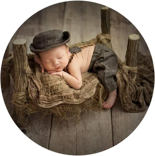 Vista 2 de Conjunto de 3 piezas para bebé con fotos para recién nacidos, conjunto de gorras de fotografía para recién nacidos, boinas de punto, ropa de sombrero