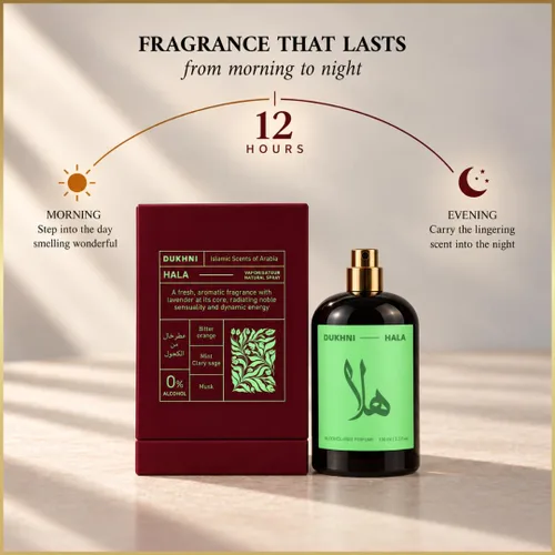 Vista 7 de Dukhni Hala100ml Perfume unisex Perfume árabe de larga duración