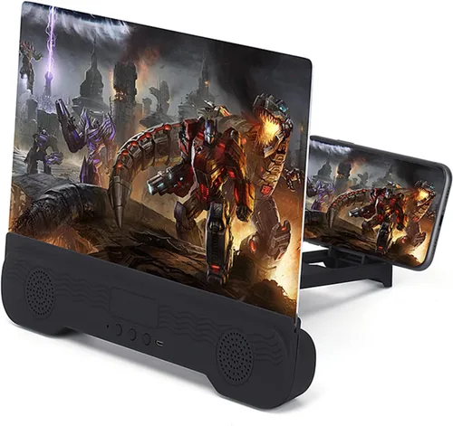 Vista 3 de Amplificador de pantalla de teléfono de 14 pulgadas con altavoz Bluetooth Soporte de teléfono plegable para todos los teléfonos inteligentes (negro)