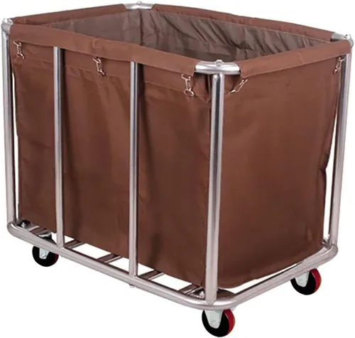 Vista 15 de Carrito de lavandería comercial grande de 11.35 Bushel con ruedas de 4 Beige - 11.35 Bushels - 8 Tubos