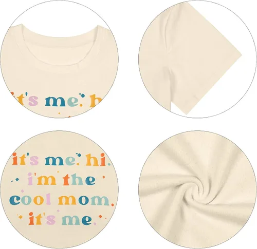 Vista 8 de Camiseta casual con texto en inglés "It's Me,Hi,I'm The Cool Mom,It's Me" para mujer