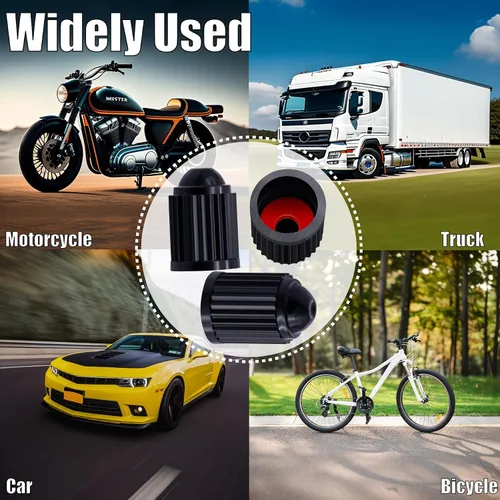 Vista 50 de 10 piezas de tapas de válvula de neumático TPMS con vástago largo, tapas de válvula de rueda de plástico negro para TPMS TR20008, tapas de vástago