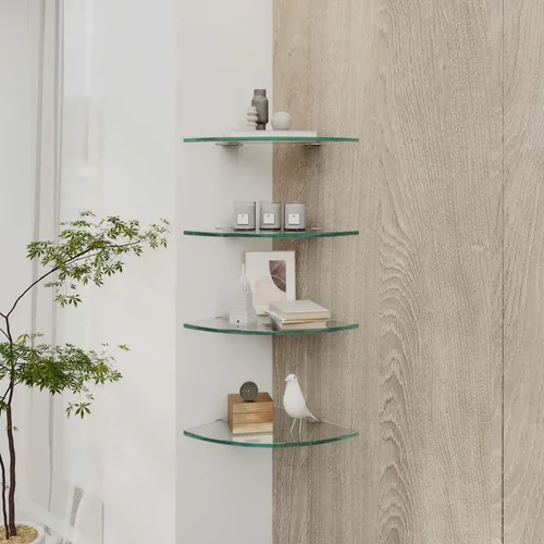 Vista 4 de Estante esquinero de vidrio para baño, estante de ducha de vidrio templado, organizador de ducha, soporte para champú, sin perforaciones