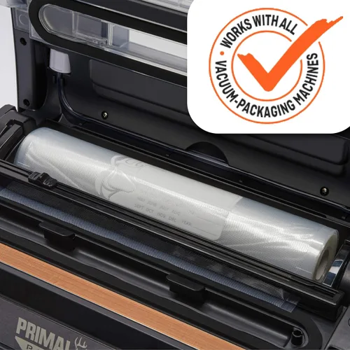 Vista 3 de Rollo de bolsa de vacío de 8 pulgadas x 50 pies con cortador de bolsas integrado, fácil de usar para conservación de alimentos, apto
