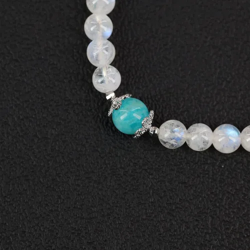 Vista 6 de COAI Pulsera de piedra lunar de amazonita para mujer
