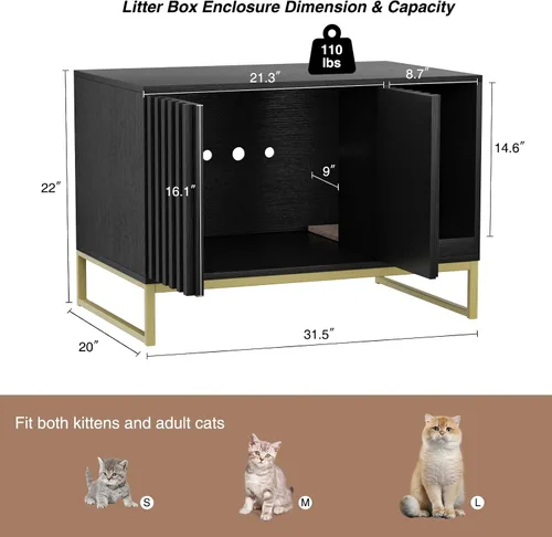 Vista 4 de Halitaa Caja de Arena para Gatos, Mueble Moderno de Caja de Arena para Gatos Caja de Arena Oculta con Almohadilla para Rascar, Mesa Auxiliar Casa