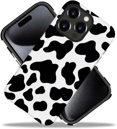 Vista 3 de SEized Funda compatible con iPhone 13 Pro Max, funda de teléfono con patrón de vaca blanca y negra para niñas, mujeres, niños y hombres, funda
