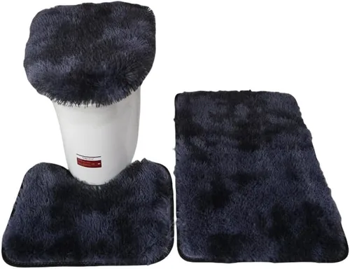 Vista 5 de XZJMY Juego de 3 alfombras de baño, tapetes de baño, tapetes antideslizantes y absorbentes, tapete de contorno en forma de U y cubierta de tapa