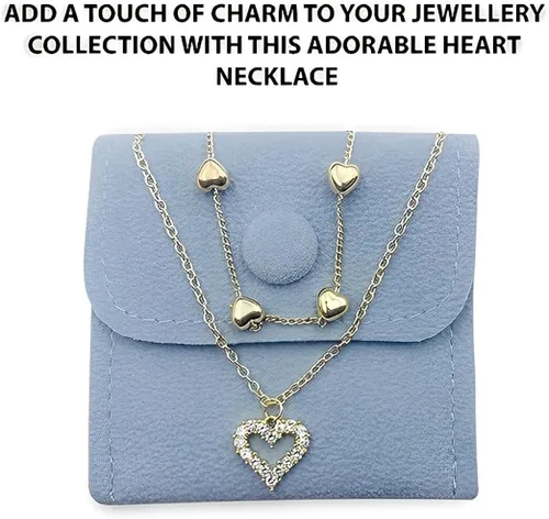Vista 4 de Collar de corazón de oro para mujer, colgante de corazón para niñas, collar de moda para adolescentes, joyería chapada en oro real de 14 quilates