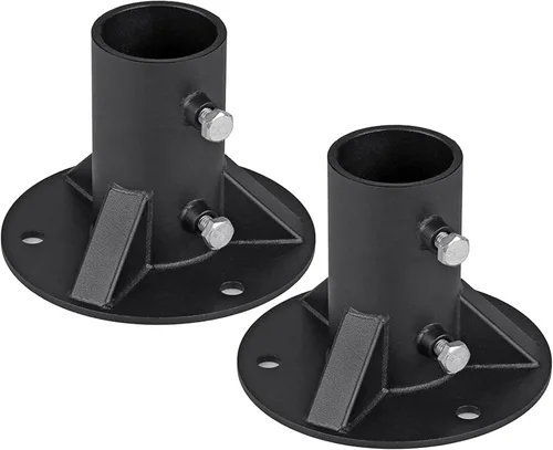 Vista 8 de Brida de piso de poste de cadena con recubrimiento de polvo negro resistente de 2-3/8 pulgadas para valla/buzón/asta de bandera