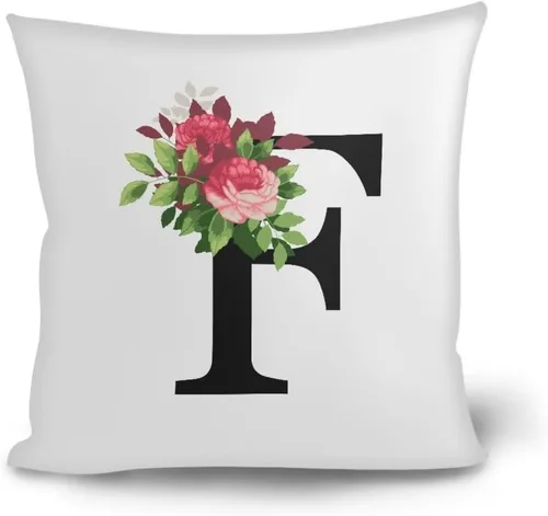 Vista 21 de Fundas de almohada decorativas del alfabeto, fundas de almohada con estampado floral de la letra B, fundas de almohada cuadradas suaves, fundas