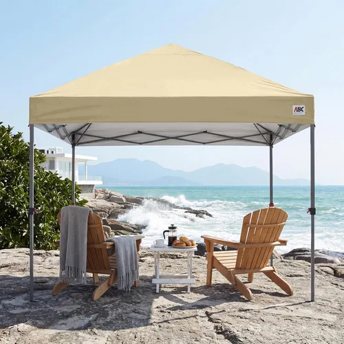 Vista 5 de ABCCANOPY Toldo desplegable – Tienda de campaña portátil para patio al aire libre resistente para patio trasero y terraza con 4 bolsas de arena Beige