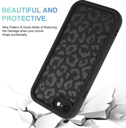 Vista 3 de MOWIME Funda compatible con iPhone 7/8/SE 2020, estampado de guepardo, a prueba de golpes, funda protectora de TPU suave para mujeres y niñas, funda