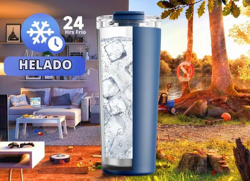 Vista 4 de Meoky - Taza de café de viaje aislada de 24 onzas: tapa a prueba de fugas, mar