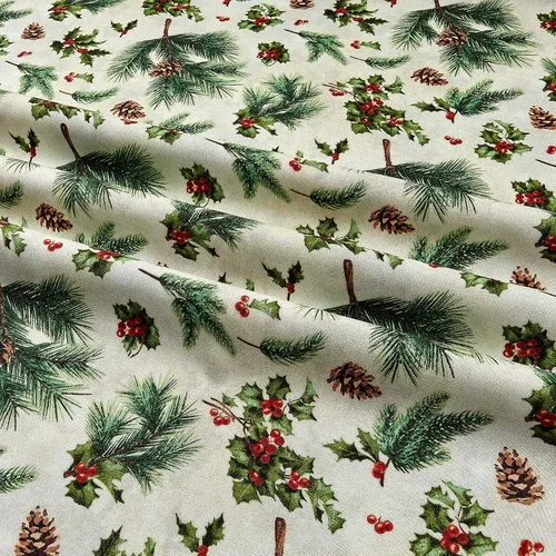 Vista 2 de Springs Creative Christmas Merry Deer Holly - Edredón de tela multicolor por yarda