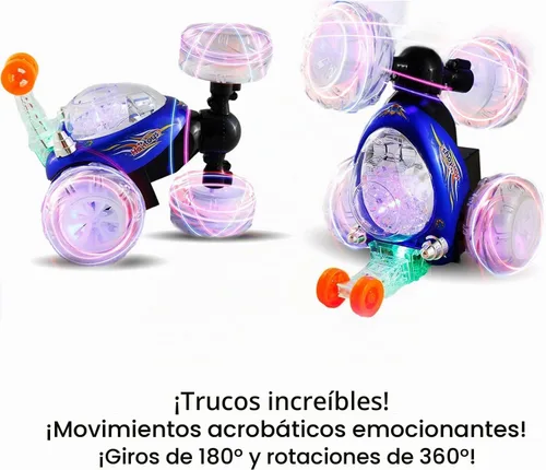 Vista 5 de Coche acrobático multifunción recargable Invincible Tornado Twister de Haktoys HAK101, con luces LED y música