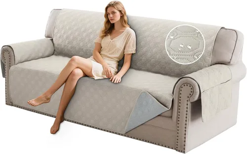 Vista 15 de PrinceDeco Funda para Silla y Sofá Impermeable Funda de Sillón Sofá Antideslizante Funda de Sofá Protector de Muebles con Correas Elásticas