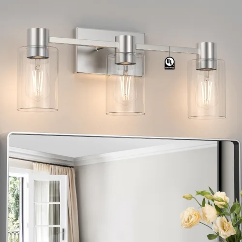 Vista 11 de Lámparas de tocador modernas de 4 luces sobre el espejo, lámparas de baño negro mate, luces de tocador, aplique de pared con pantalla de vidrio