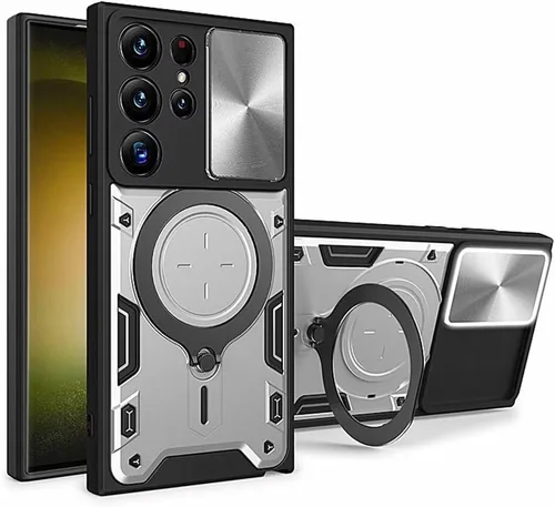Vista 13 de Funda para Galaxy A32 5G, grado militar [soporte integrado] Soporte de anillo giratorio magnético resistente TPU+PC a prueba de golpes, funda Negro
