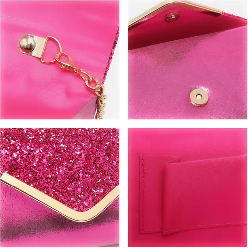 Vista 6 de Dasein Bolsos de noche para mujer, monederos formales para boda, fiesta, graduación, con correa para el hombro y solapa con purpurina