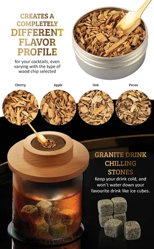 Vista 3 de Kit de ahumador de cóctel con antorcha y folleto de recetas, kit de ahumador de whisky y bourbon para bebidas, queso ahumado y carnes con 4 sabores