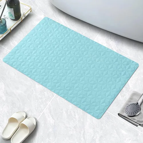 Vista 5 de Tapete antideslizante de goma natural para bañera y ducha, tapete de seguridad de 16 x 28 pulgadas con ventosas, delicado patrón de diamante, más