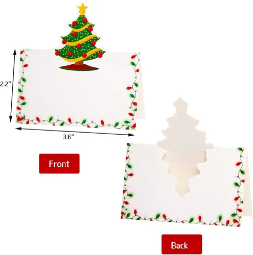 Vista 2 de Tarjetas de lugar de Navidad de Fancy Land para decoración de mesa navideña, 36 piezas de tarjetas de nombre de mesa