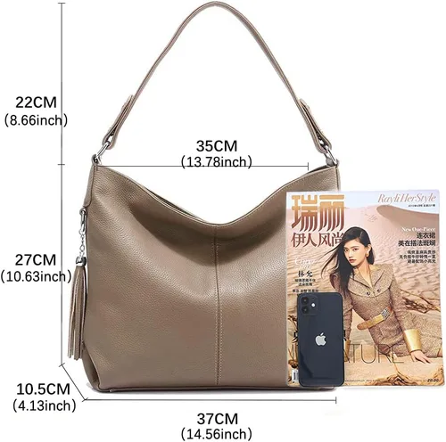Vista 69 de Moda suave cuero genuino borla mujer bolso señoras hombro mensajero hobo bolso