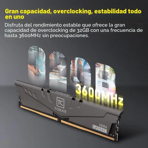 Vista 3 de TEAMGROUP T-Create Expert overclocking 10L DDR4 16GB Kit (2 x 8GB) 3200MHz (PC4 25600) CL16 Módulo de memoria de escritorio Ram